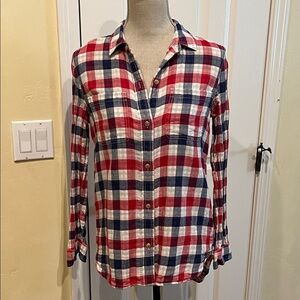 Madewell Checkered Button-Down Shirt - Red, Blue, White